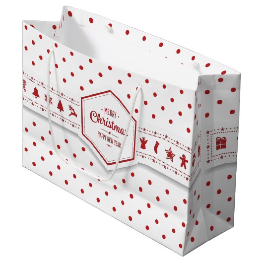 Elegante Weihnachtskarten-Geschenktasche Große Geschenktüte (Vorderseite Schrägansicht)