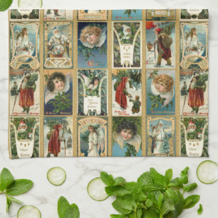 Elegante Weihnachtskarten mit Gold Borders Geschirrtuch