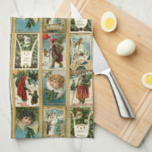 Elegante Weihnachtskarten mit Gold Borders Geschirrtuch (Viertel Falte)