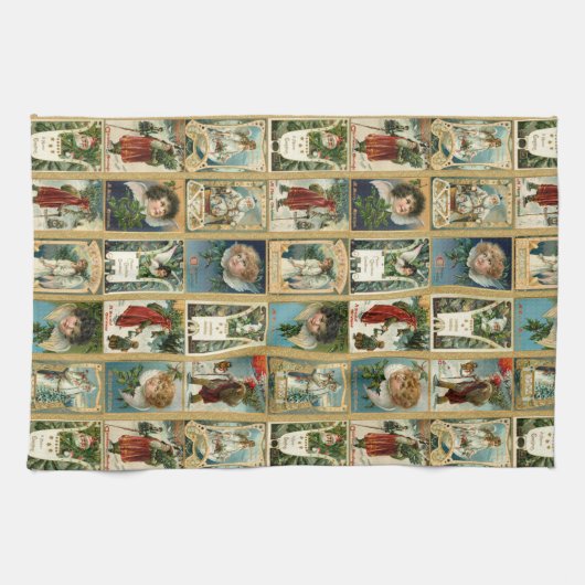 Elegante Weihnachtskarten mit Gold Borders Geschirrtuch (Horizontal)