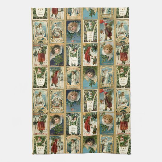 Elegante Weihnachtskarten mit Gold Borders Geschirrtuch (Vertikal)