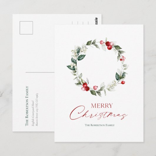 Elegante Weihnachtskartentafel Postkarte (Vorne/Hinten)