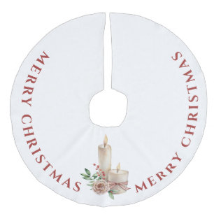 Elegante Weihnachtskerze, Frohe Weihnachten Leinenimitat Weihnachtsbaumdecke
