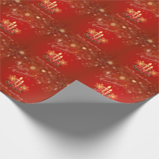 Elegante Weihnachtskerzen, Kugeln, Schneeflocken Geschenkpapier (Ecke)