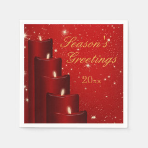 Elegante Weihnachtskerzen mit Sparkle Serviette
