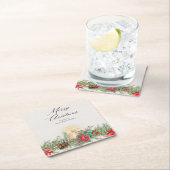 Elegante Weihnachtskerzen & Poinsettia Rechteckiger Pappuntersetzer (Vor Ort)