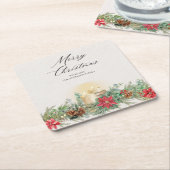 Elegante Weihnachtskerzen & Poinsettia Rechteckiger Pappuntersetzer (angewinkelt)