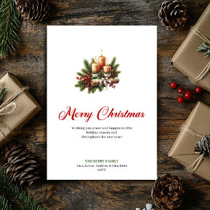 Elegante Weihnachtskerzen rustikale Holzkarte Feiertagskarte