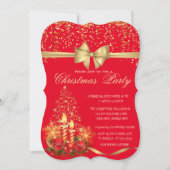 Elegante Weihnachtskerzen, Tree Red Company Party Einladung (Vorderseite)