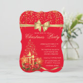 Elegante Weihnachtskerzen, Tree Red Company Party Einladung (Stehend Vorderseite)