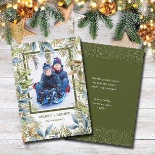 Elegante Weihnachtskiefern-Foto-Feiertagskarte Feiertagskarte