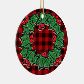 Elegante Weihnachtsklassiker Roter Karierter Holly Keramik Ornament (Rechts)