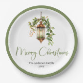 Elegante Weihnachtslaterne mit Boho-Blumen-Teller Pappteller (Vorderseite)