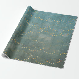 Elegante Weihnachtslieder Gold/Aquamarin Geschenkpapier