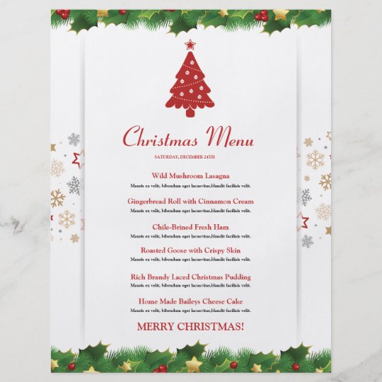 Elegante Weihnachtsmenü-Karte Flyer | Zazzle