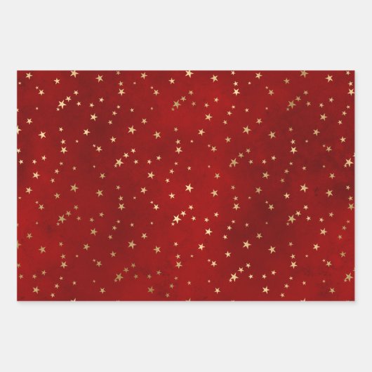 Elegante Weihnachtsmuster in Rot und Gold Geschenkpapier Set (Vorderseite 3)