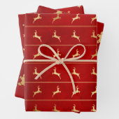 Elegante Weihnachtsmuster in Rot und Gold Geschenkpapier Set (Beispiel)