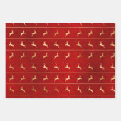 Elegante Weihnachtsmuster in Rot und Gold Geschenkpapier Set (Vorderseite)