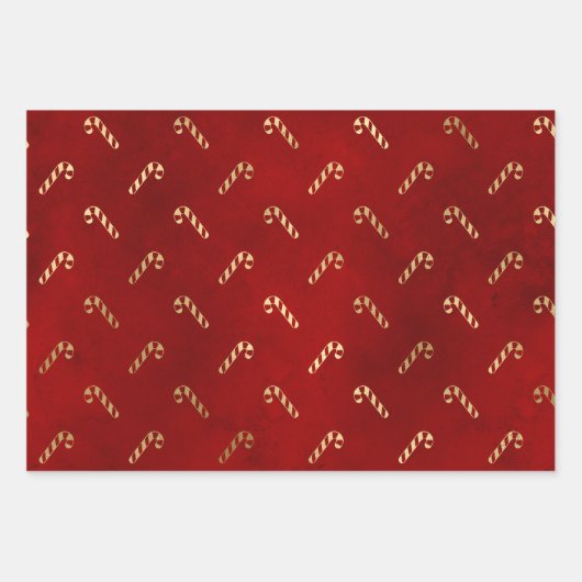 Elegante Weihnachtsmuster in Rot und Gold Geschenkpapier Set (Vorderseite 3)