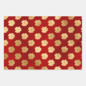 Elegante Weihnachtsmuster in Rot und Gold Geschenkpapier Set (Vorderseite 2)