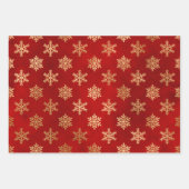Elegante Weihnachtsmuster in Rot und Gold Geschenkpapier Set (Vorderseite)