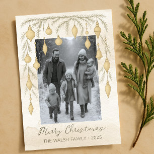 Elegante Weihnachtsornamente Watercolor-Foto Feiertagskarte