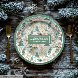 Elegante Weihnachtspapier- und Party-Teller Sage G Pappteller