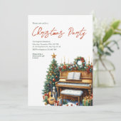 Elegante Weihnachtspiano-Party Einladung (Stehend Vorderseite)
