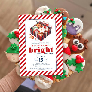 Elegante Weihnachtsplätzchen-Tauschparty Blau Rot Einladung