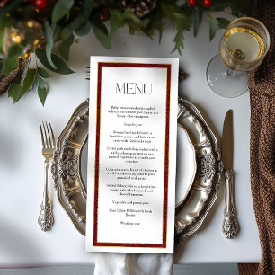 Elegante Weihnachtsrote Damast-Rand Menükarte