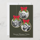Elegante Weihnachtsschmuck Drei Foto Feiertagskarte (Vorderseite)