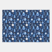 Elegante Weihnachtsschmuck & Mandala Muster Blau Geschenkpapier Set (Vorderseite)