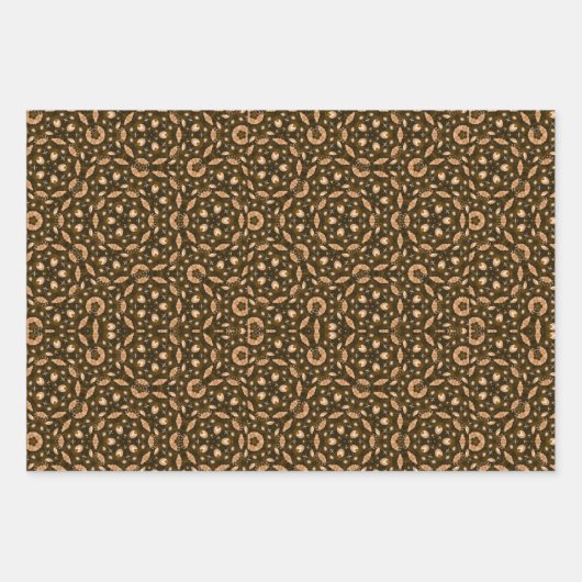 Elegante Weihnachtsschmuck & Mandala Muster Brown Geschenkpapier Set (Vorderseite 2)