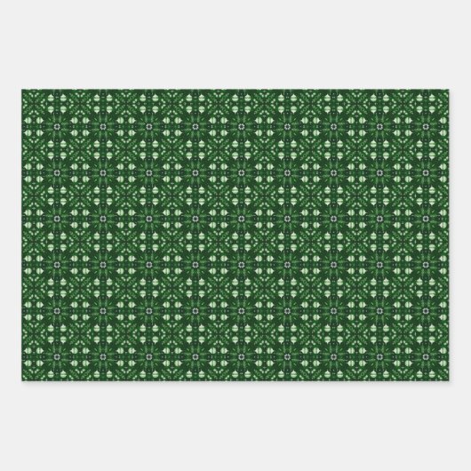 Elegante Weihnachtsschmuck & Mandala Muster Grün Geschenkpapier Set (Vorderseite 3)