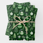 Elegante Weihnachtsschmuck & Mandala Muster Grün Geschenkpapier Set (Beispiel)