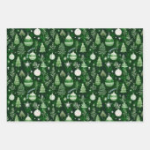 Elegante Weihnachtsschmuck & Mandala Muster Grün Geschenkpapier Set (Vorderseite)