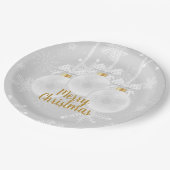 Elegante Weihnachtsschmuck Snowflakes Pappteller (Schrägansicht)