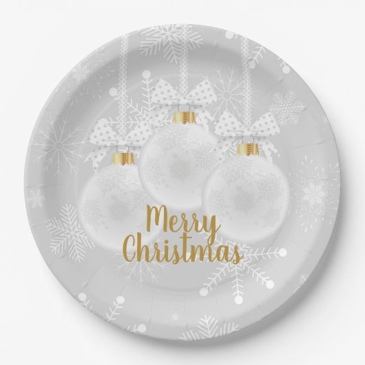Elegante Weihnachtsschmuck Snowflakes Pappteller (Vorderseite)