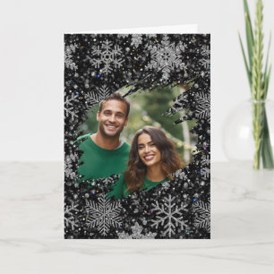 Elegante Weihnachtsschneeflocken personalisieren F Karte