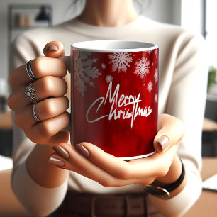 Elegante Weihnachtsschneeflocken rote COFFEE TASSE