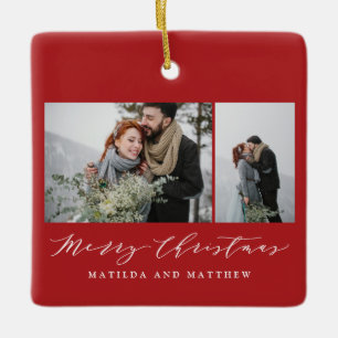 Elegante Weihnachtsschrift für Foto-Collage Keramikornament