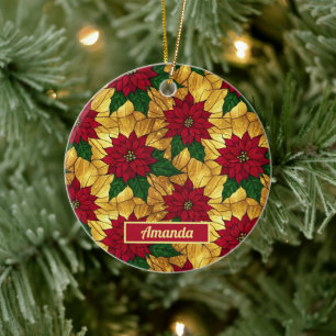 Elegante Weihnachtsstern-Dekoration aus Buntglas Keramik Ornament