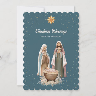 Elegante Weihnachtsstern-Geburtsszene Christlich Feiertagskarte