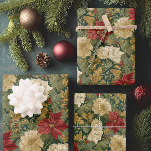 Elegante Weihnachtsstern-Vintage-Weihnachten Geschenkpapier Set