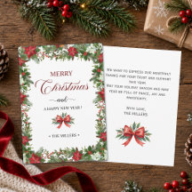 Elegante Weihnachtsstern-Weihnachts-Dankeskarten