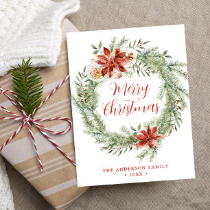 Elegante Weihnachtssterne und Grünpflanzen Nicht-F Feiertagspostkarte