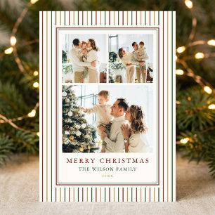 Elegante Weihnachtsstreifen Vier Fotos Feiertagskarte