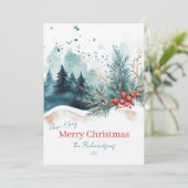 Elegante Weihnachtswald Weihnachtskarte Feiertagskarte (Stehend Vorderseite)