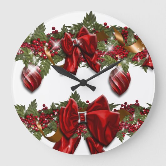 Elegante Weihnachtswall-Uhr PERSONALISIEREN Große Wanduhr (Vorderseite)