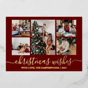 Elegante Weihnachtswünsche Familienfoto Collage Folien Feiertagskarte